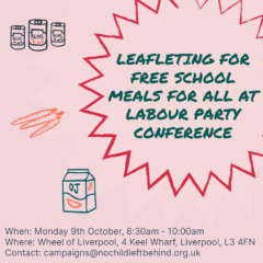 Leafleting for Free School Meals for All at Labour Party Conference